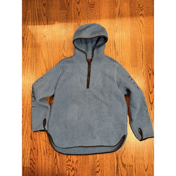 Tommy Hilfiger Jackets & Blazers - Tommy‎ Hilfiger Fluffy Hooded Sherpa Fleece 1/4 Zip Jacket Pullover Large Blue